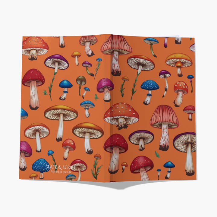 Slate and Script 'Mushroom Meadow' Tan A5 Notebook 80 pages for wholesale by Slate and Script