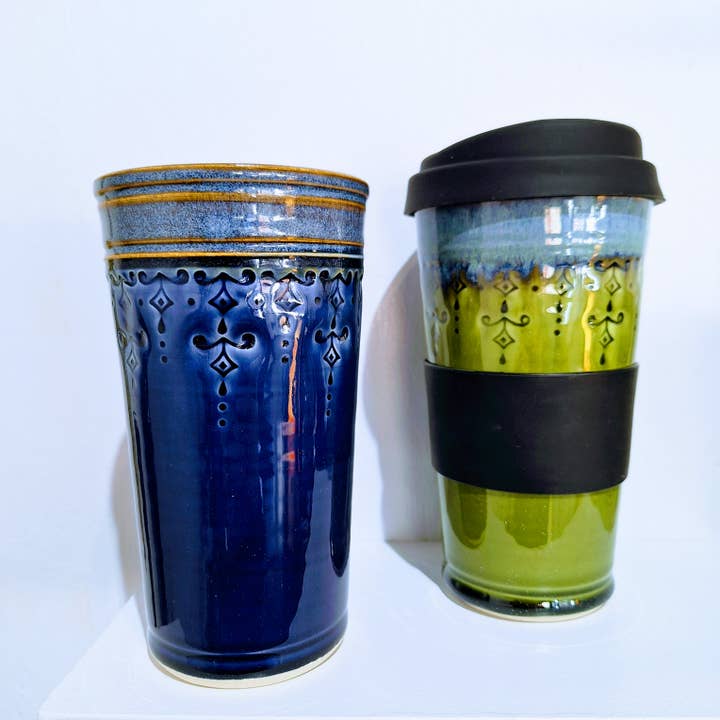 Plays in Mud Pottery - Wholesale Insulated Mug/Tumbler - 16 oz Travel Mug Handmade Stoneware Made to Order7