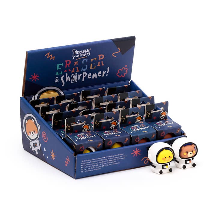 Adoramals Space 2-in-1 Sharpener & Eraser for wholesale by Puckator Ltd