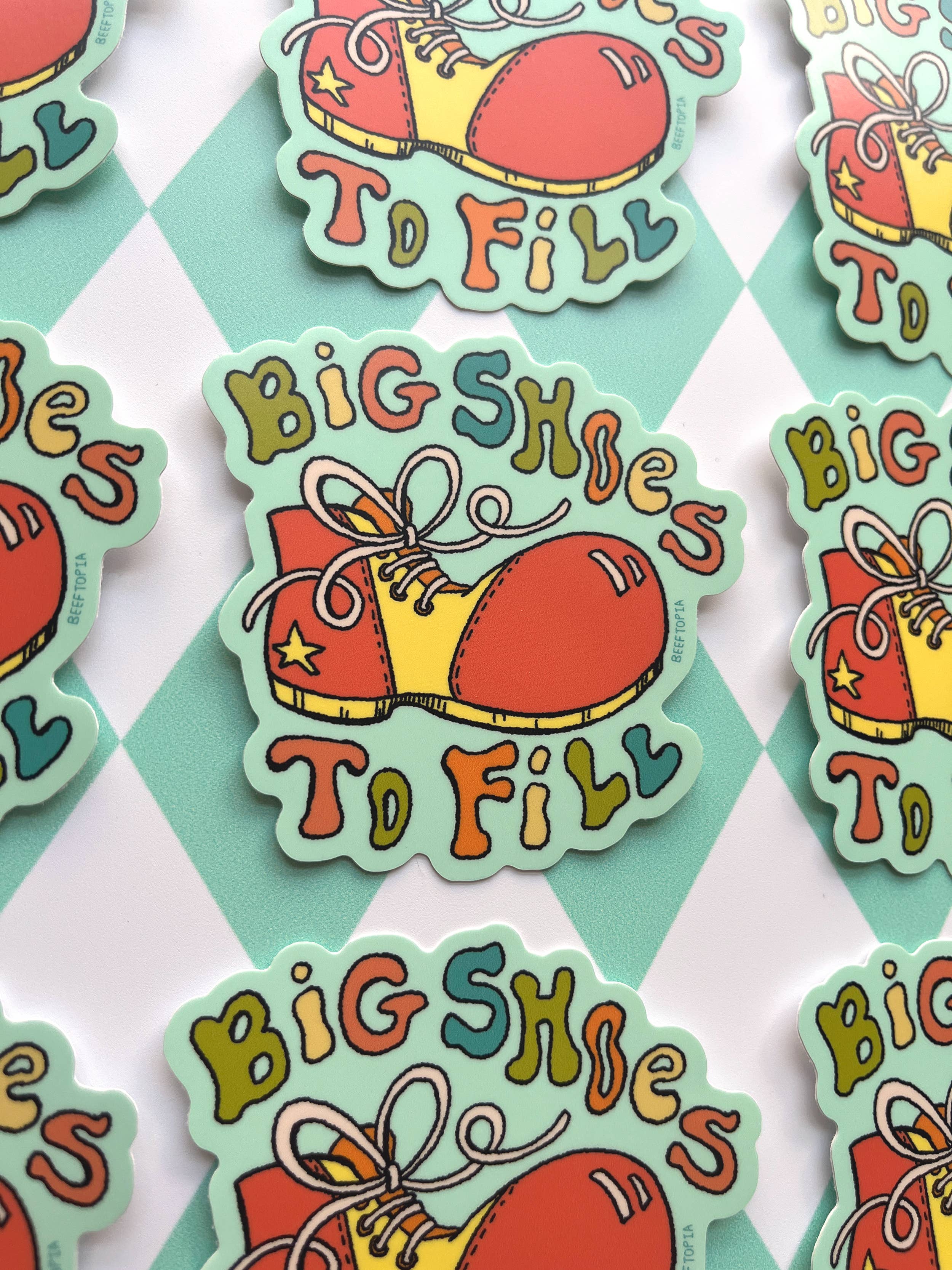 Beeftopia - Wholesale Sticker - Big Shoes to Fill Kitschy Clown 3 Inch Vinyl Sticker