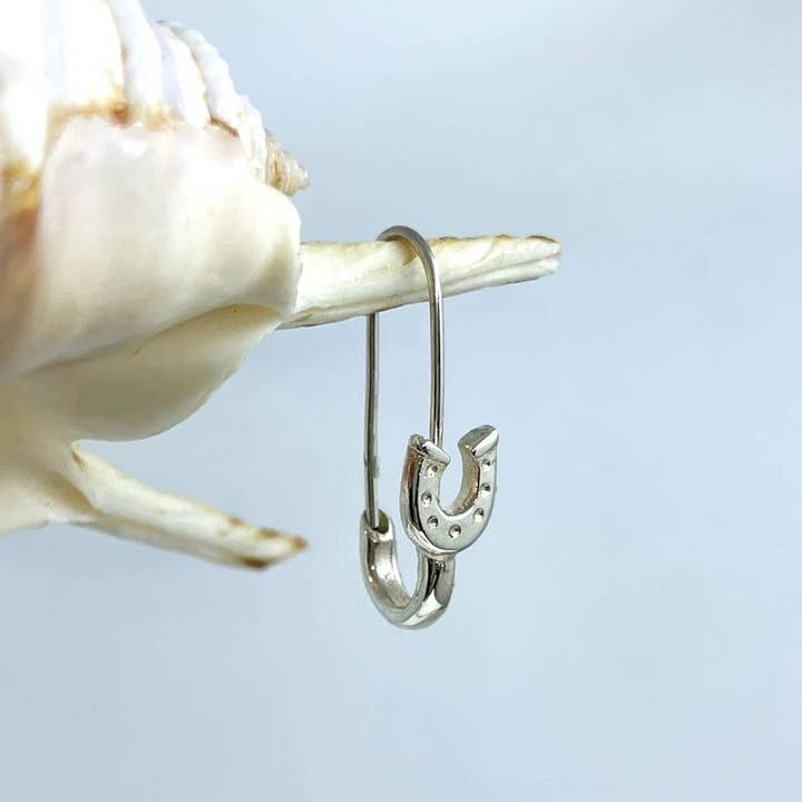 Horseshoe Safety Pin Earring for wholesale by Serpent & the Swan