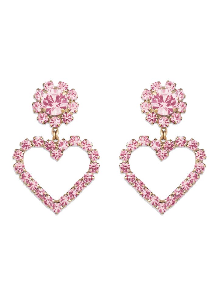 Boucles d'oreilles cœur Cupidon en rose blush pour la vente par Loren Hope
