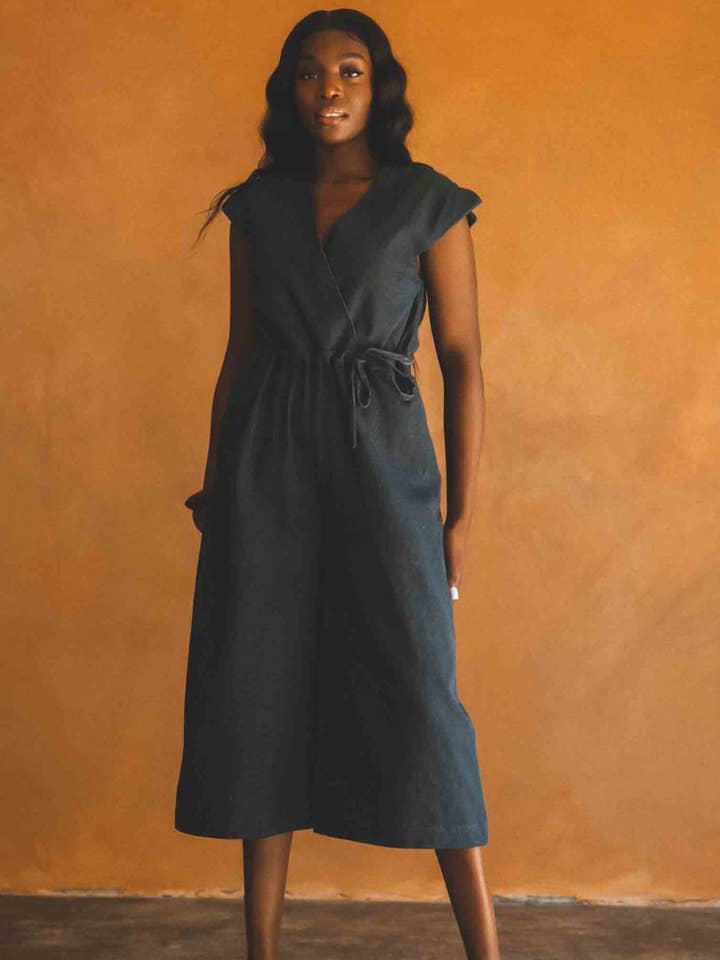 Mono estilo kimono Lamia en denim orgánico para venta al por mayor de Mayamiko