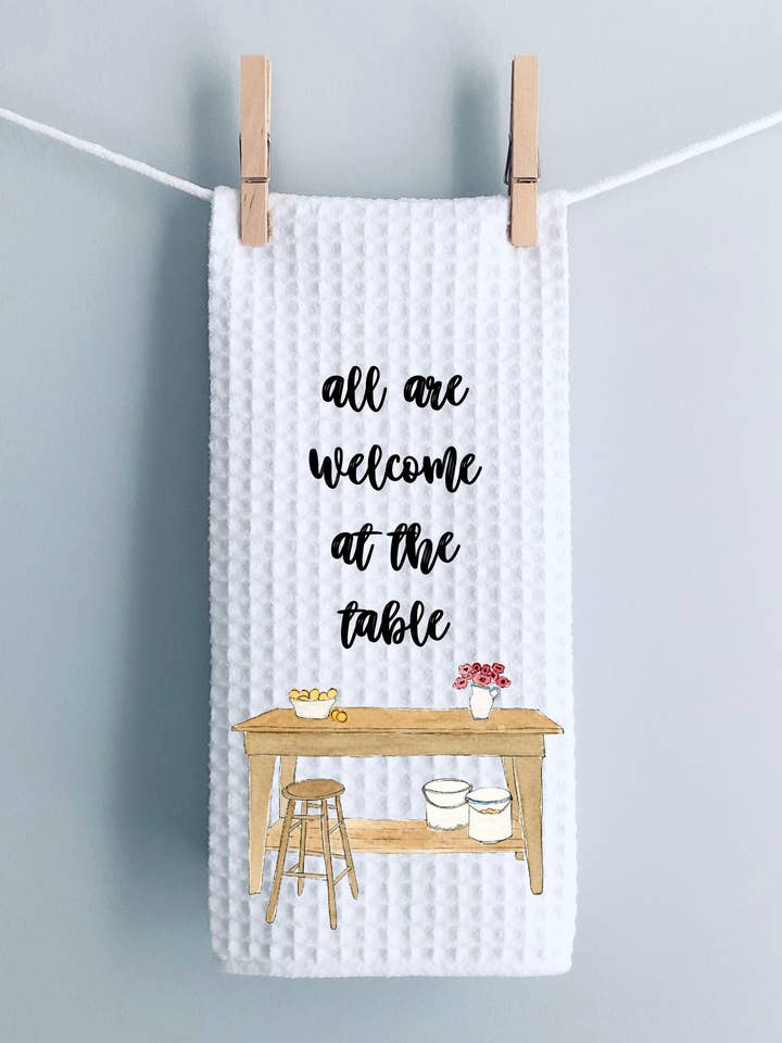 All Are Welcome at the Table Towel for wholesale by Krafty Inc