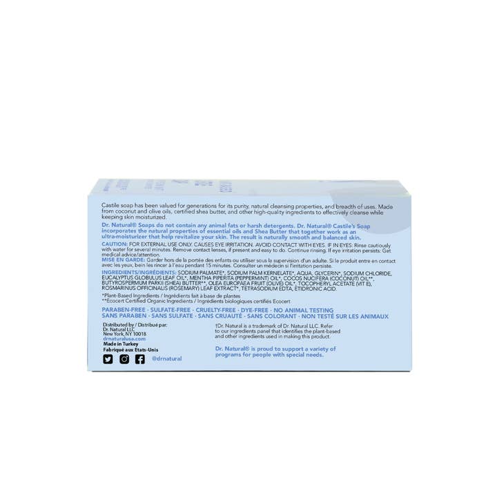 Dr. Natural - Wholesale Bar Soap - Plant Based Castile Bar Soap - Peppermint (2pk/4oz each)3