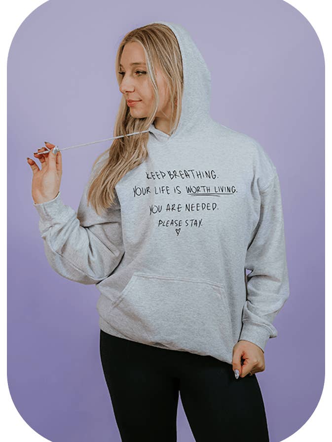 Continue Respirando, A Sua Vida Vale a Pena Viver, Você É Necessário, Fique <3 - Hoodie por atacado de Self-Care Is For Everyone