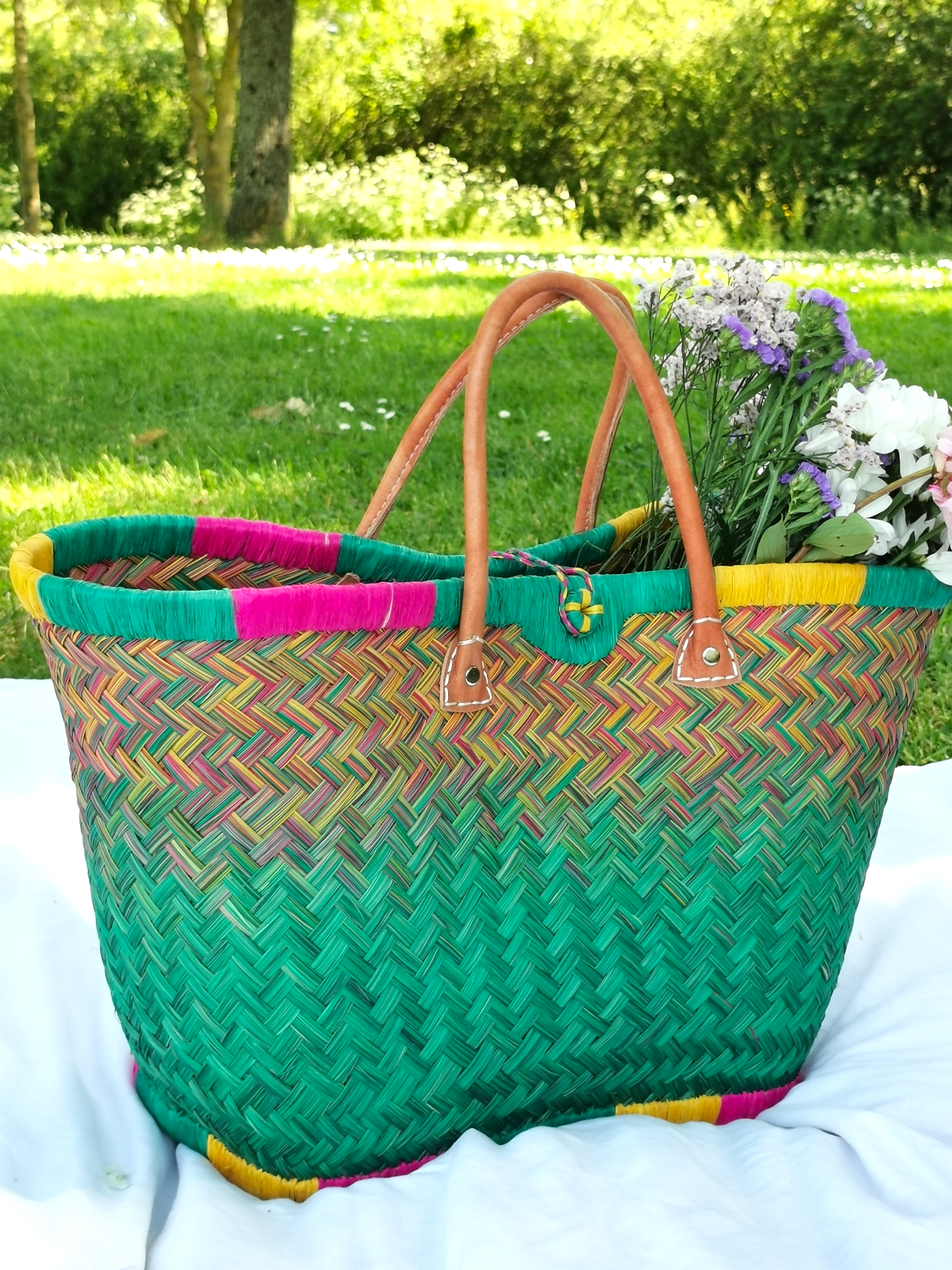 Nature et Fibre - Wholesale Grocery/Shopping Bag - Large basket, woven straw tote, large shopping bag5