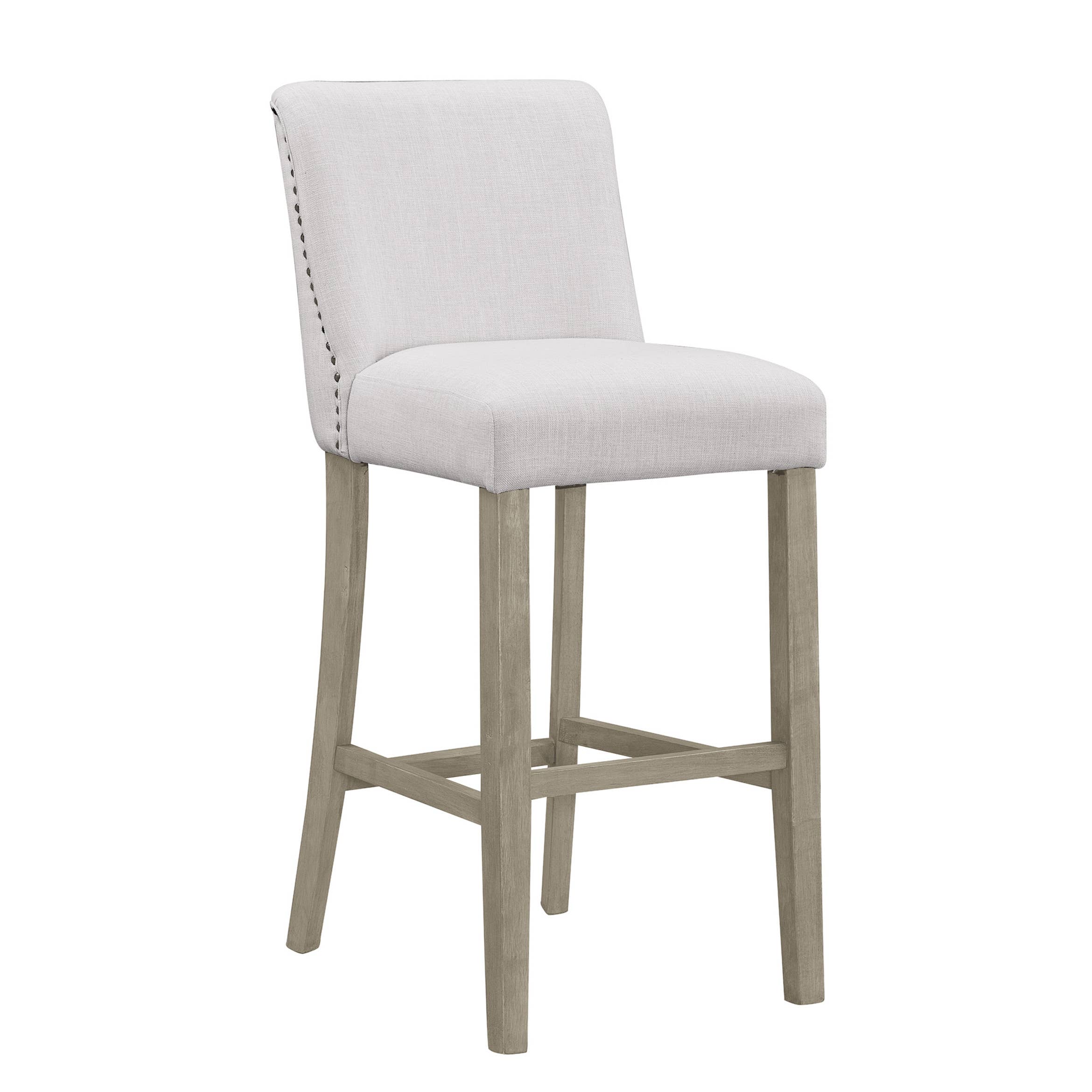 Glamour Home - Wholesale Stool - Aleco Beige Fabric Bar Stool Set with Nail Head Accents3