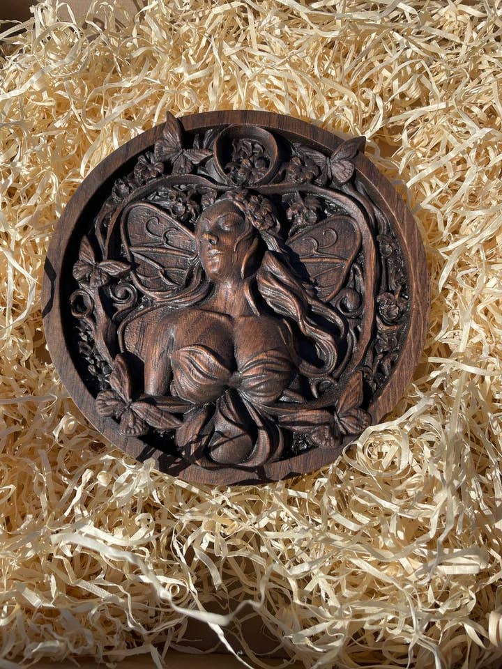 Fairy wooden plaque handmade home decor personalized gift for wholesale by KozakWorkshop