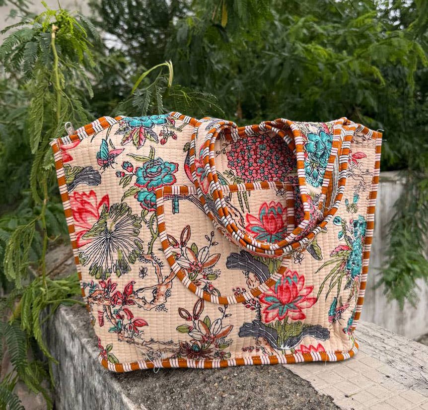 GYPSY STUDIO – Großhandel Tragetasche – Damen – Vogelbedruckte Tasche Baumwoll-Steppdecke Markttasche Einkaufstaschen3