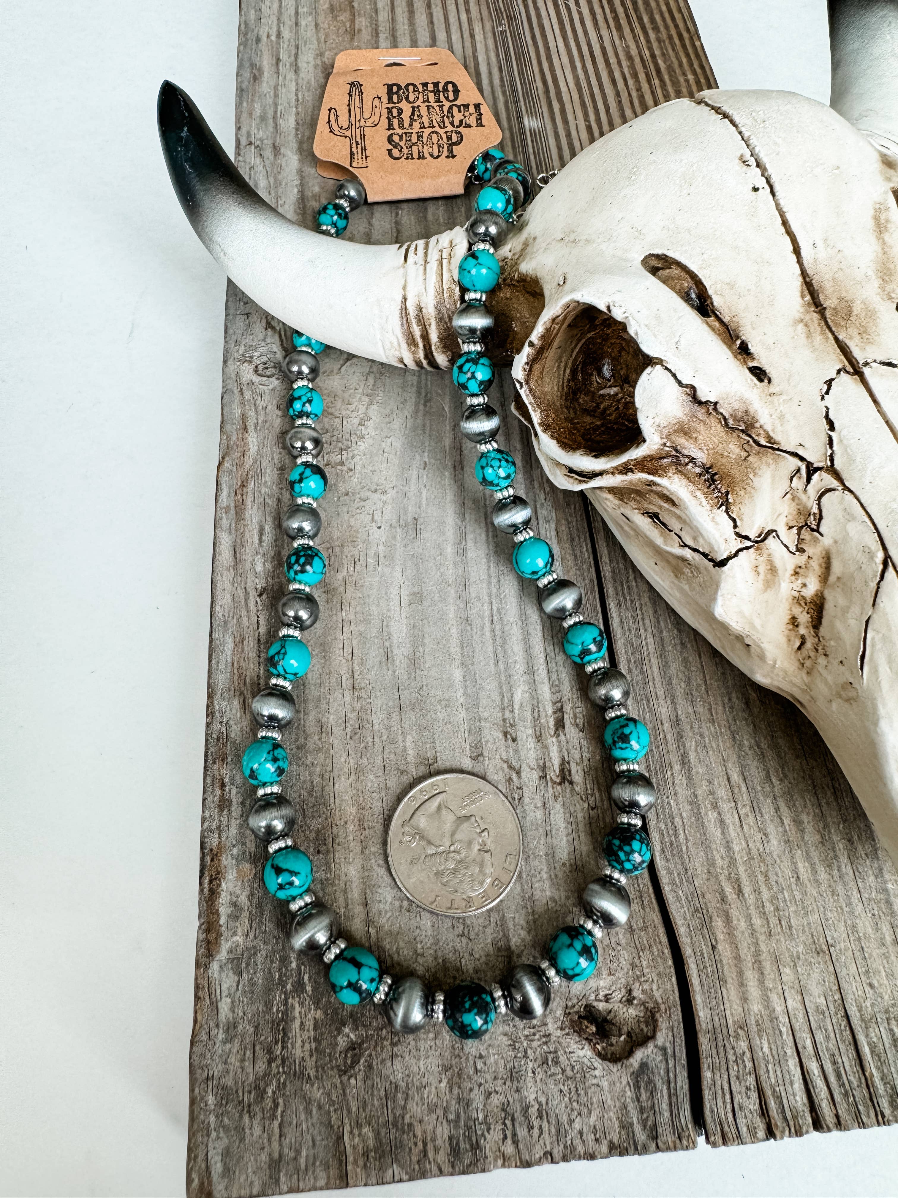 Boho Ranch Shop - Wholesale Beaded/Pearl Necklace - Western Navajo Style Pearl and Bead 18” Necklace
4