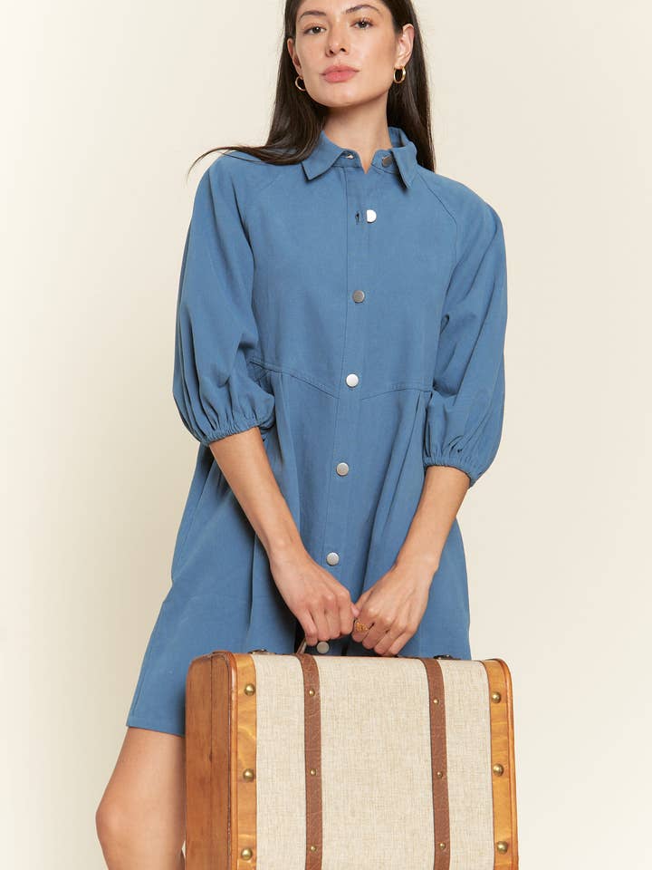 JADE BY JANE - Wholesale Dress - Women's - Washed denim style dress JJD5019 (Regular size only)