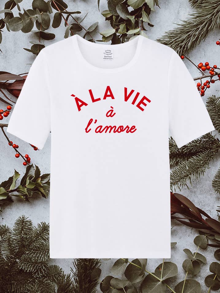 Bedrucktes amore Baumwoll-T-Shirt für den Großhandel von Un baiser français s'il vous plaît