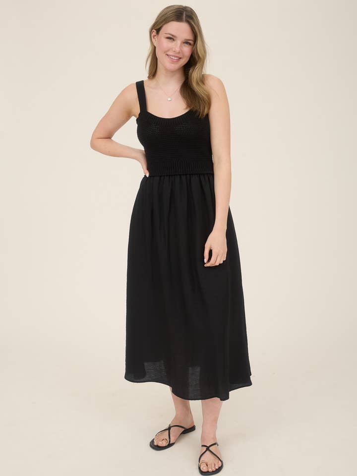 Blu Pepper - Wholesale Dress - Women's - SWEATER KNIT TOP SLEEVELESS MIDI DRESS