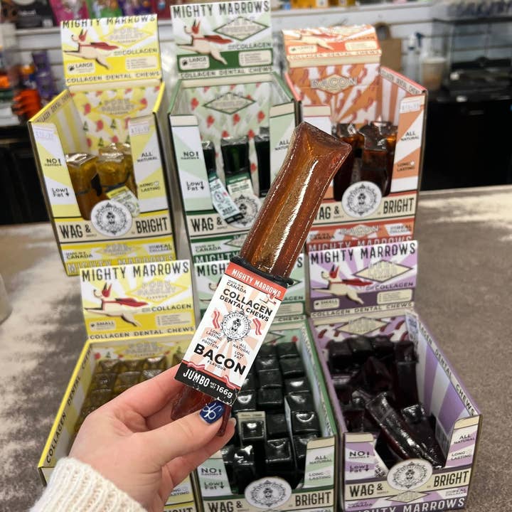 Wag & Bright Supply Co. - Wholesale Pet Bone/Rawhide - Dog - Mighty Marrows Collagen Dental Chew - Pork Parsley - SM/LG6