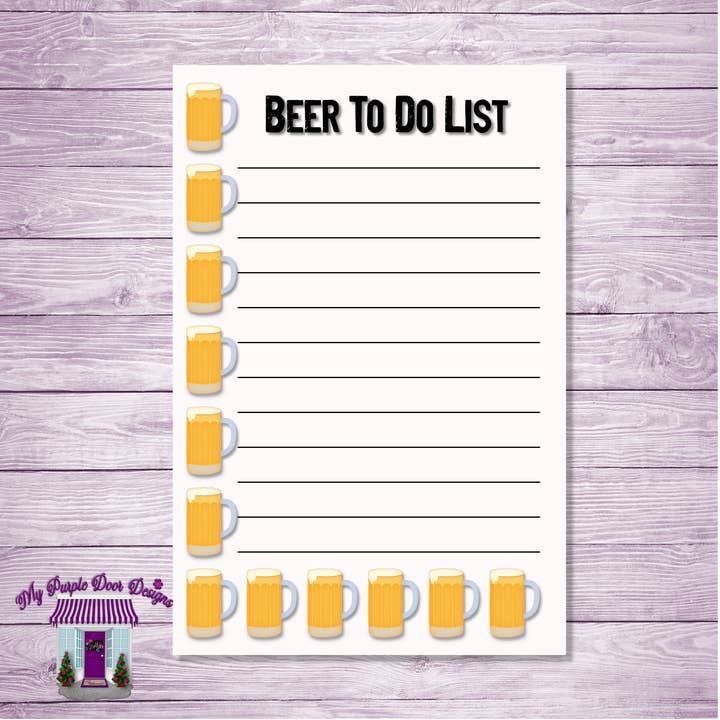 Beer To Do List Lined 4"x6" Note Pad for wholesale by My Purple Door Designs