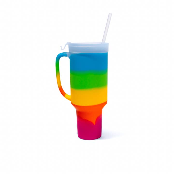 64 oz Silicone WTFumbler (Handled Straw Tumbler) - Prism for wholesale by Silipint