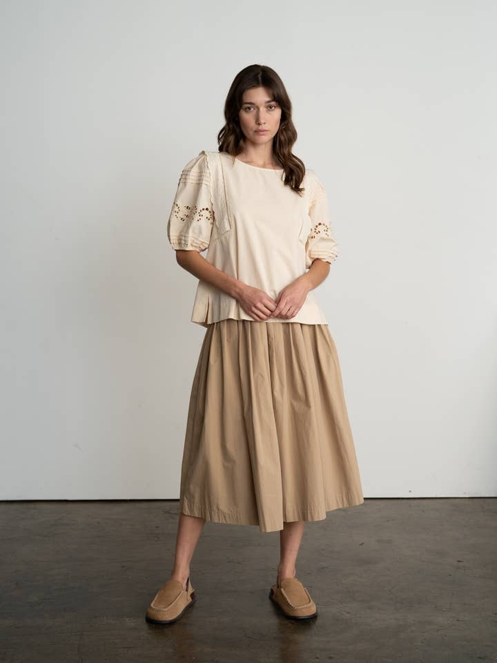 LACE PANEL PUFF SLEEVE BLOUSE for wholesale by ELLE GREY