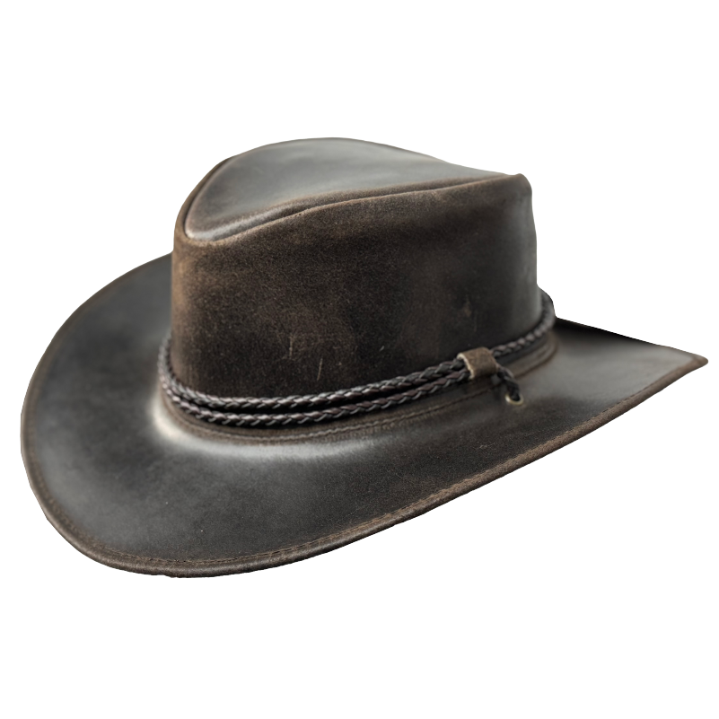 Lesa collection inc - Vente Chapeau de cowboy – unisexe - Chapeau de cowboy western en cuir distressed Banjo Brown1