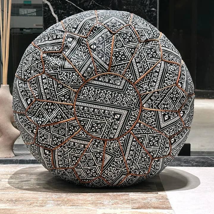 Black and White Elegance ottoman pouf for wholesale by The Wool Rugs