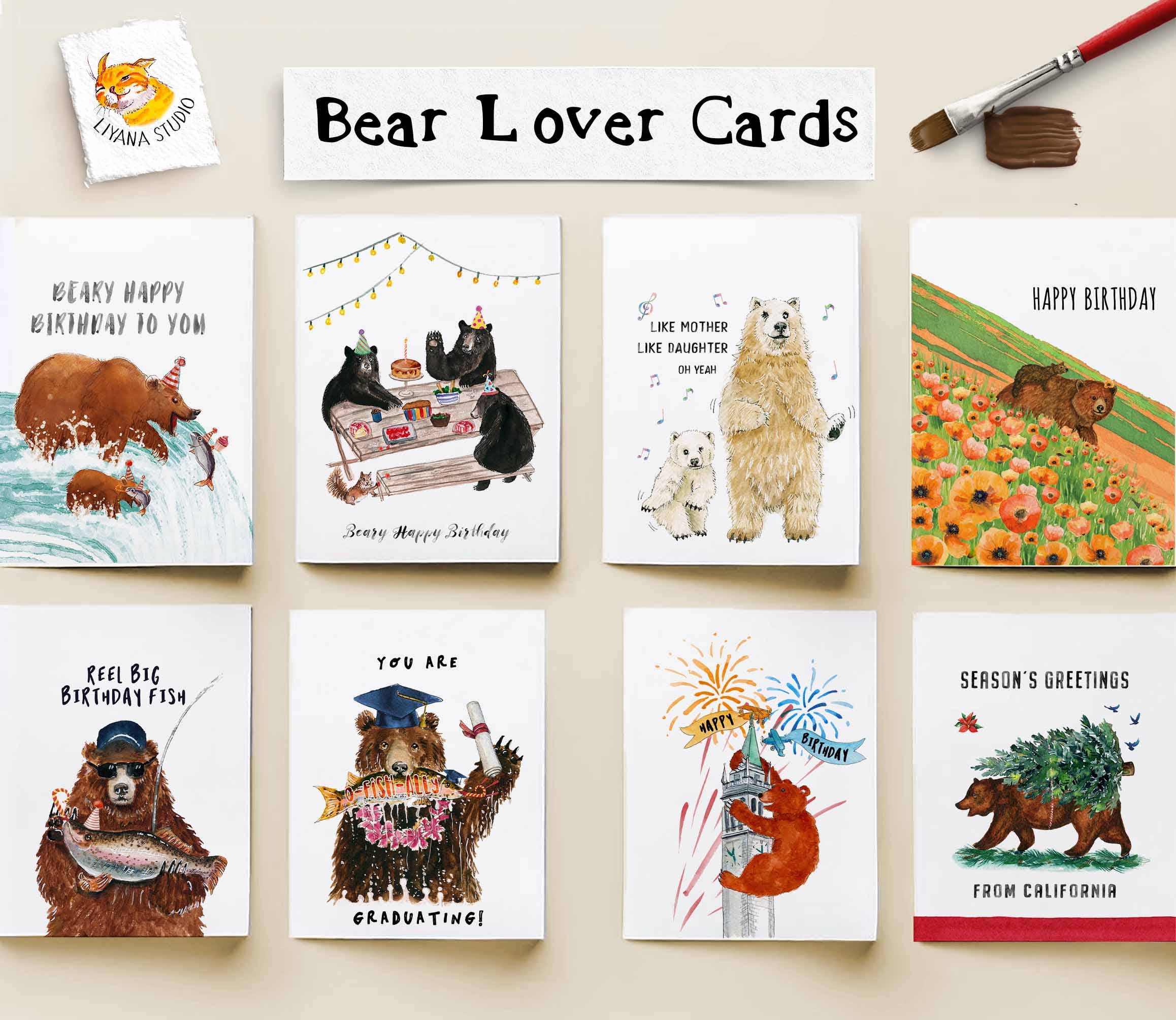 Liyana Studio - Wholesale Birthday Card - Camping Tent Bear - Funny Birthday Card4