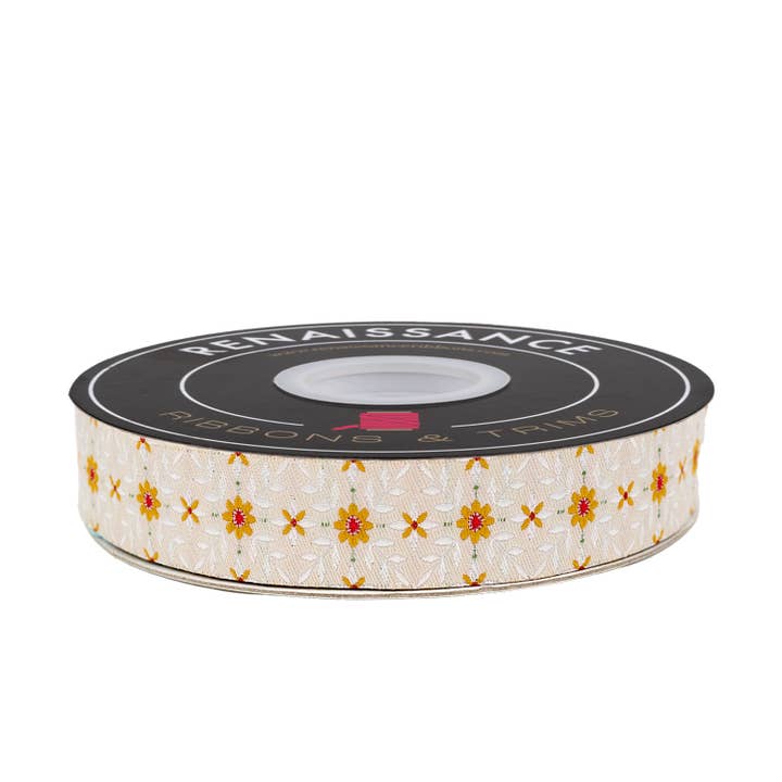 12 Days of Christmas - Flower Tile - 7/8" width - by Cori Dantini - 15 Yard Spool for wholesale by Renaissance Ribbons