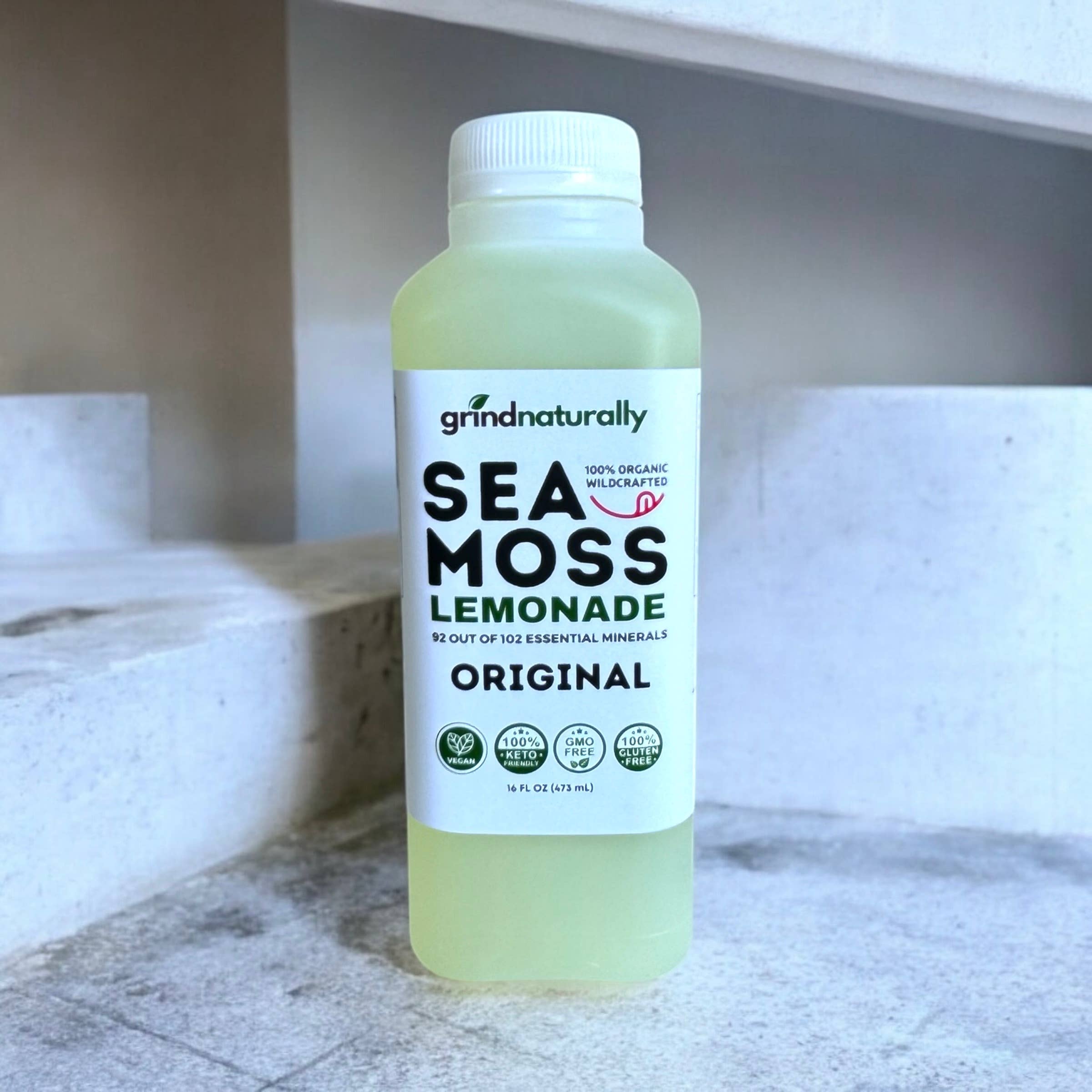 Grind Naturally Organics - Wholesale Wellness Juice/Tonic - Organic Sea Moss Lemonade - Wellness Drink (16oz)0