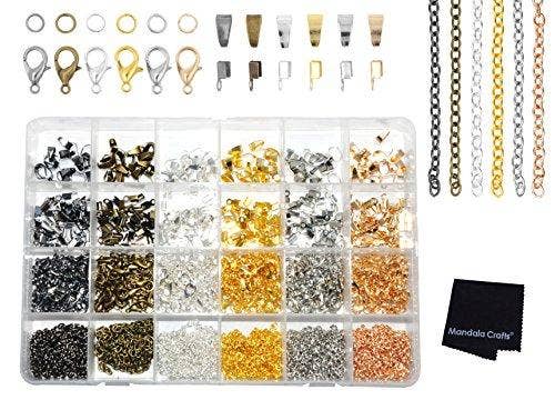 Mandala Crafts – wholesale Craft supplies – Ribbon Crimps for Jewelry Making, Ribbon Clamps, Fold Over Cord Ends, Jewelry Finding Kit for Bracelets, Bookmarks; by Mandala Crafts2