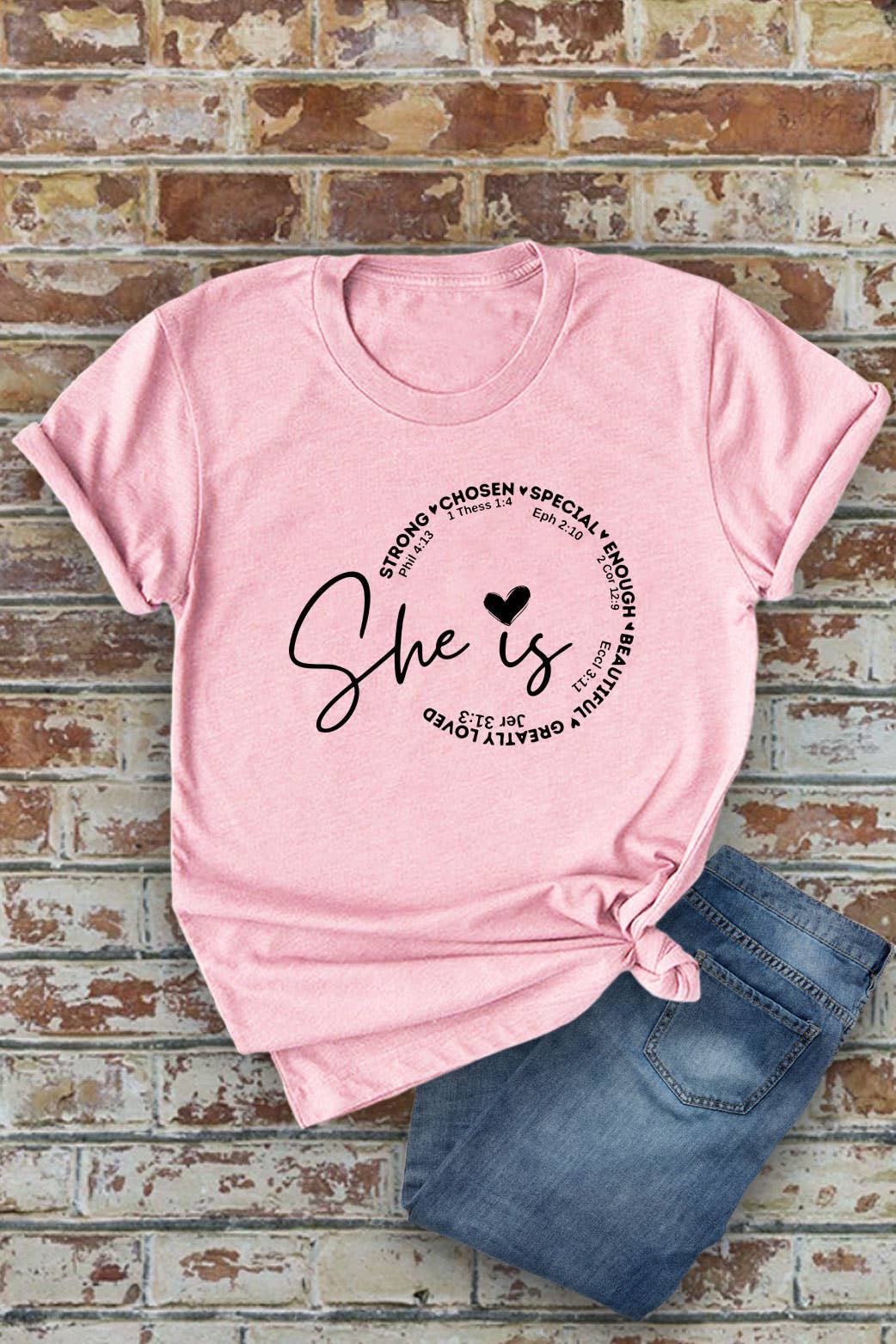 Top Avenue - Wholesale Screen Printed T-Shirt - Women's - She Is Strong Chosen Special, Unisex Round Neck T-Shirt4