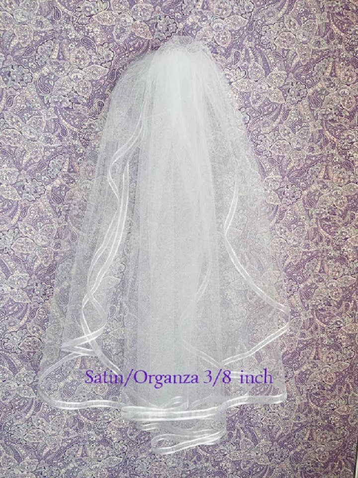 PreOrder Communion Veil White, Double Layer, Organza Edge for wholesale by Lace and Grace Veils