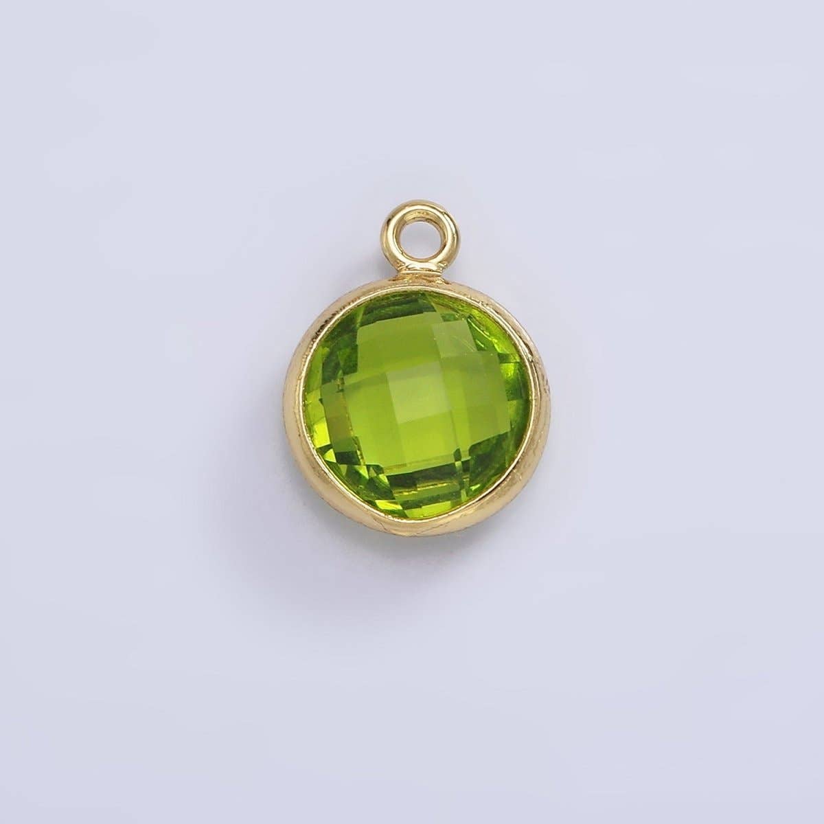 Aim Eternal - Wholesale Individual Charm/Pendant - 9mm Round BIRTHSTONE Cubic Zirconia Circle Gold Charm Add on Component For Jewelry Making | N-1209 N-12107