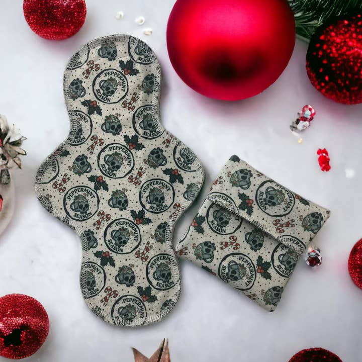 Återanvändbar tygdyna - Menstruell - Pepparmynta Season Skalle för wholesale av Lady Crimson Cloth Emporium