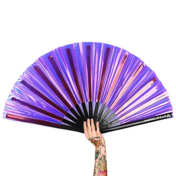 XL Festival Fan - Iridescent, Party Purple for wholesale by Wonkiwear Ltd