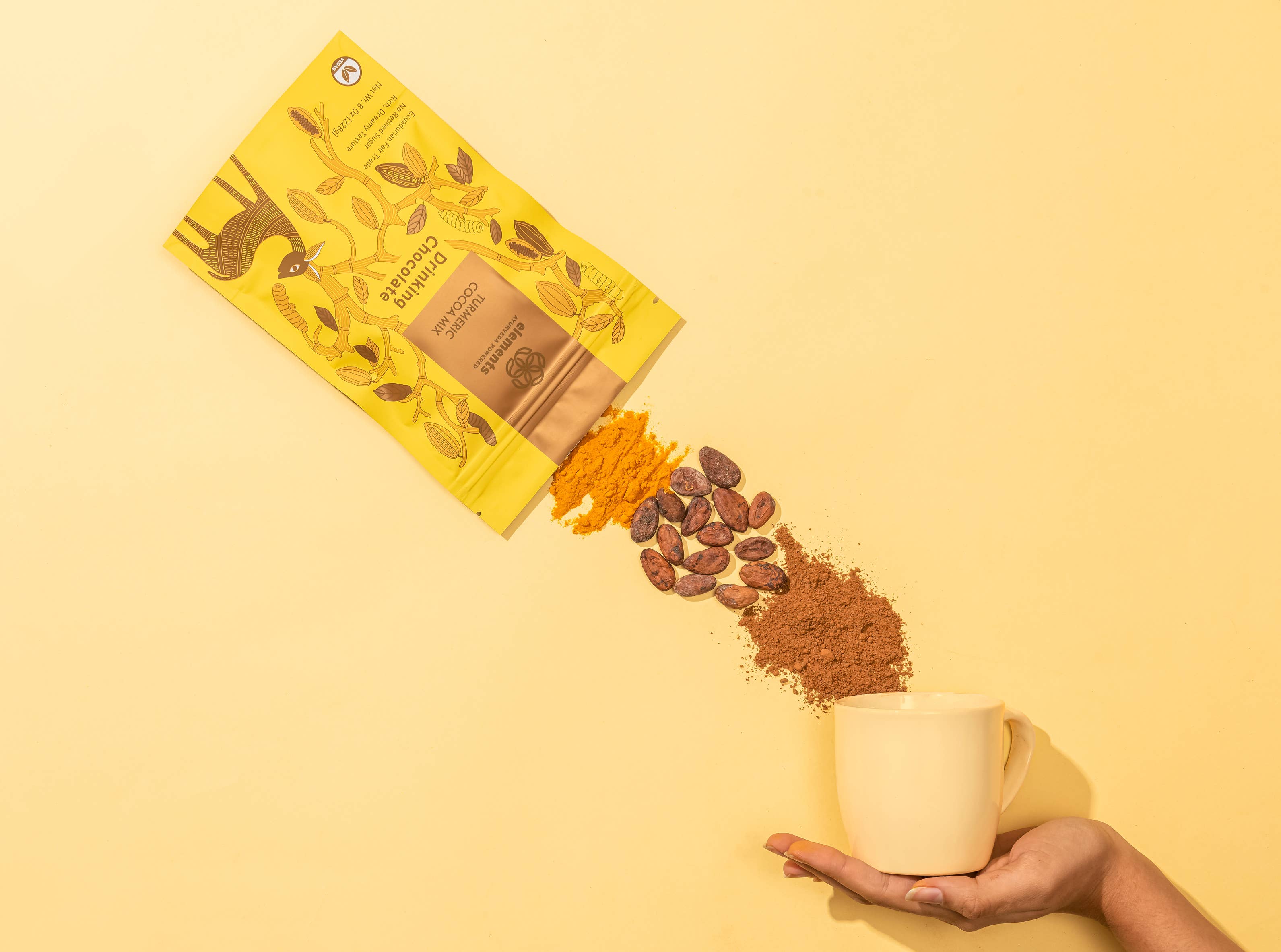 Elements Truffles - Vente Préparations/kits pour chocolat chaud - Chocolat chaud végétalien infusé au curcuma (8 oz)1