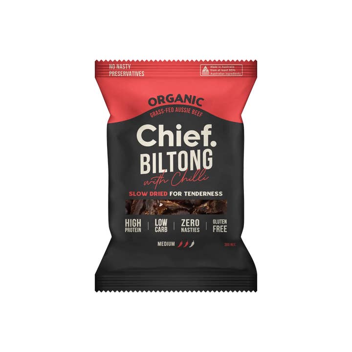 Chief Nutrition - Wholesale Jerky - Organic Biltong - Cayenne Chilli (30g and 90g)1