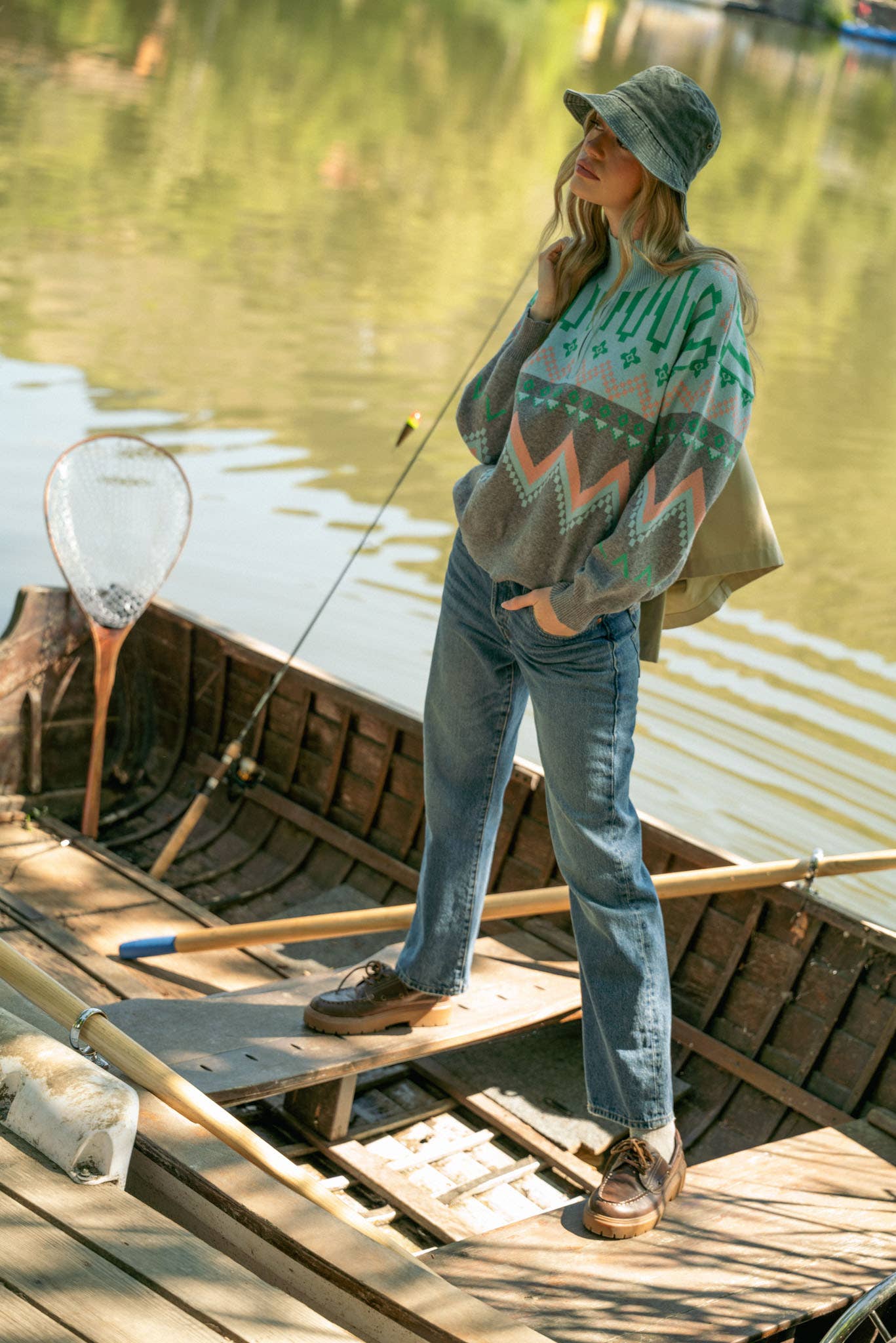 Burgundy Multi GEOMETRIC KNIT MOCK NECK HALF ZIP PULLOVER SWEATER MSW10885 for wholesale on Faire25