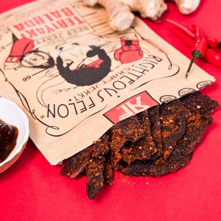 Righteous Felon Craft Jerky - Wholesale Jerky - Teriyaki Balboa Jerky 2oz