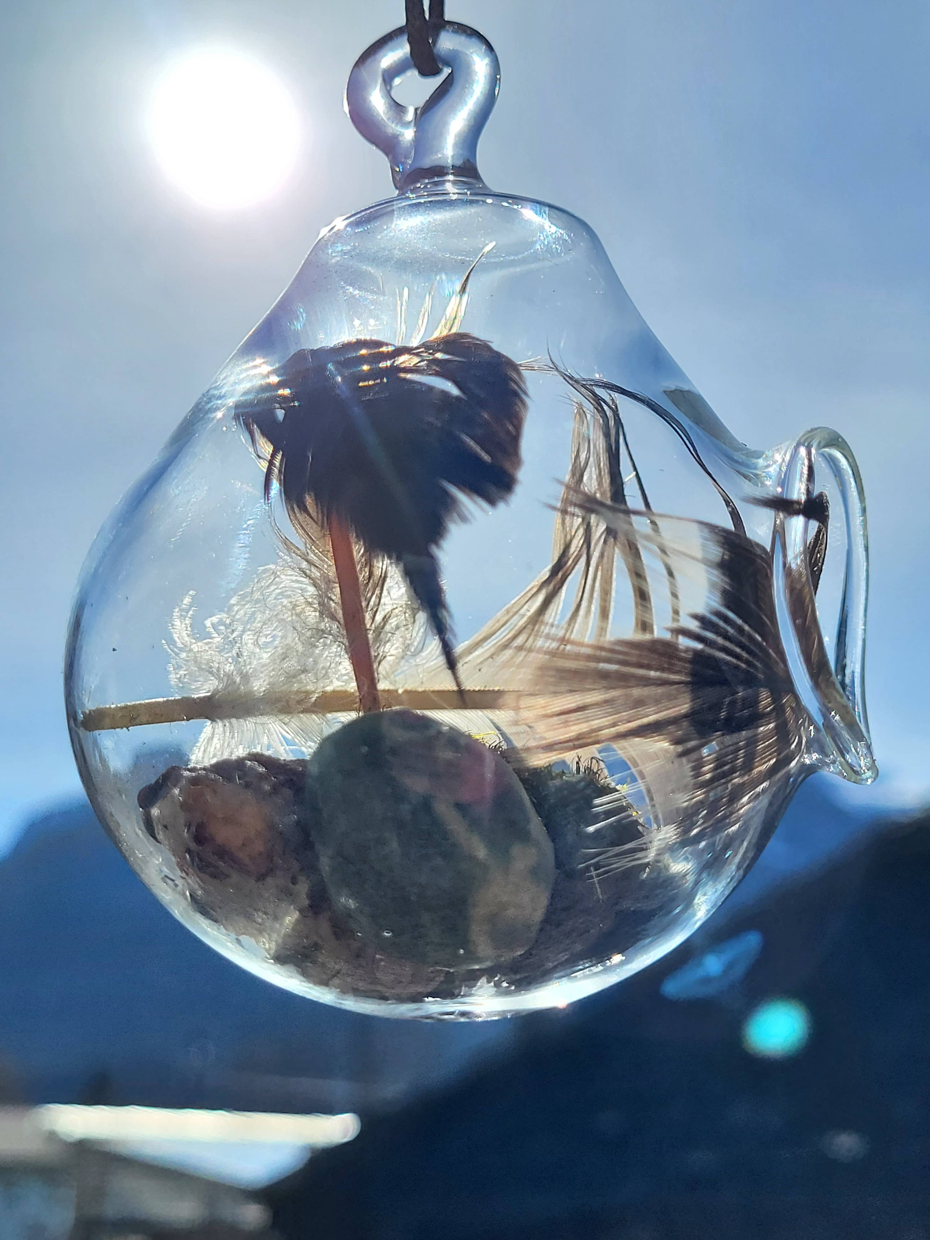 AB Glass Designs – wholesale Ornament – Blown Glass Witch's Ball Ornament- Crystal Holder2