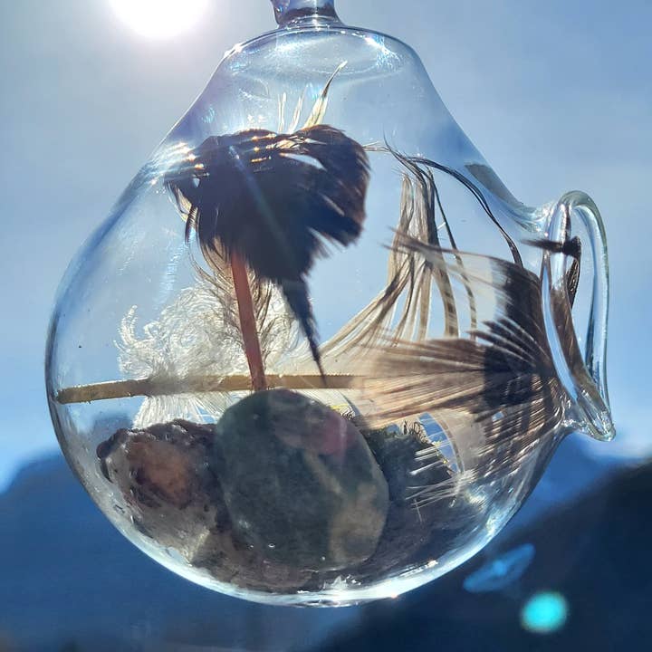 AB Glass Designs - Vendita all'ingrosso Decorazione - Ornamento a forma di sfera di strega in vetro soffiato con supporto in cristallo2