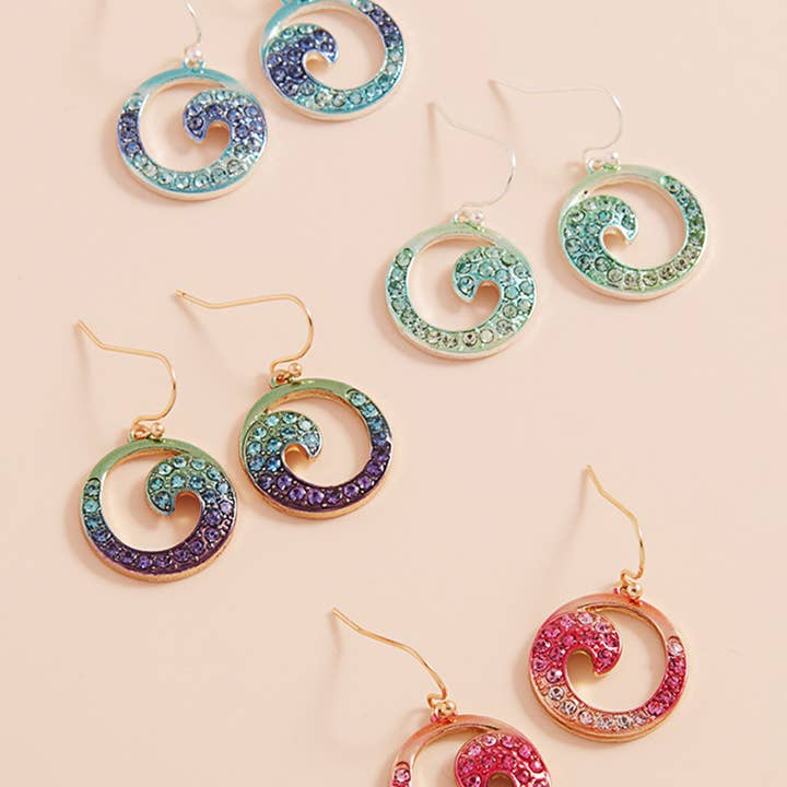 Sensibling Corp. - Vente Boucles d'oreilles pendantes - Boucles d'oreilles pendantes en métal coloré pavé de pierres