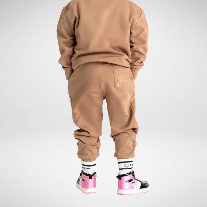 PUFFI - Wholesale Top & Pant Set - Kids - Zip Set – Organic Cotton Jogger & Hoodie - TAUPE4
