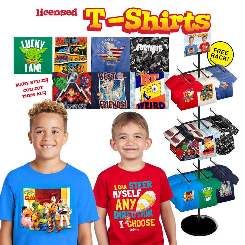 Deluxe Import Trading – Großhandel Hemd – Kinder – 72-teiliges lizenziertes Kinder-T-Shirt-Display0