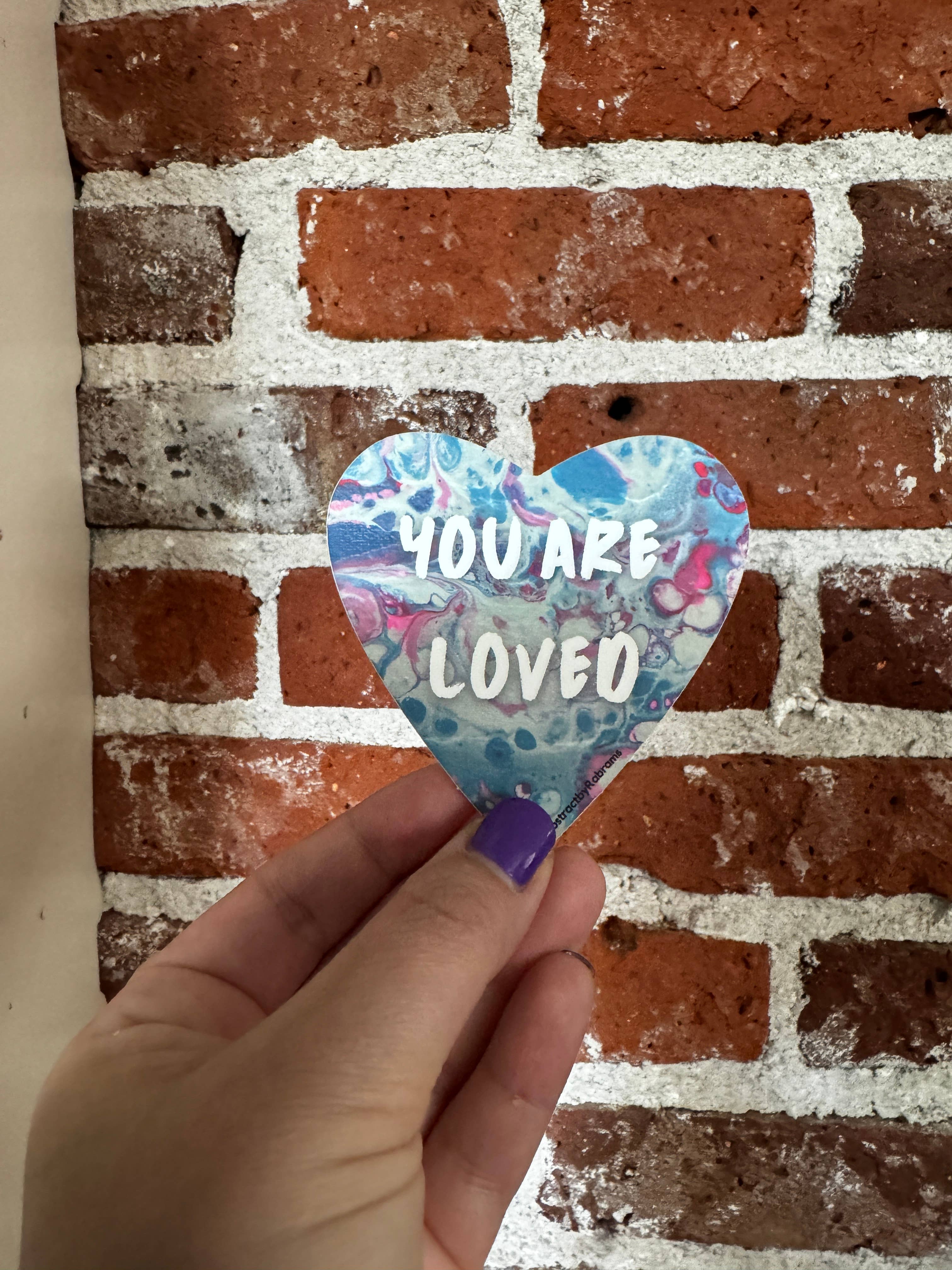 AbstractbyRabrams - Wholesale Sticker - You Are Loved Sticker - 3" - Trans Pride - LGBTQ+ Blue Pink1