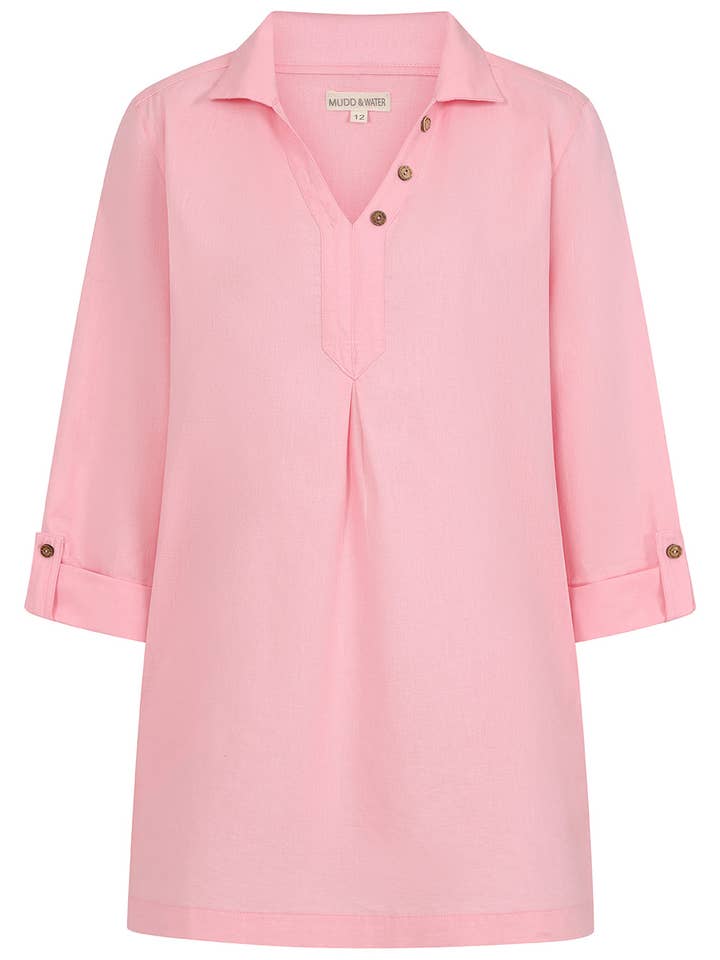 Tunique printanière - Candy - Mélange de coton et de lin biologiques pour la vente par Mudd & Water