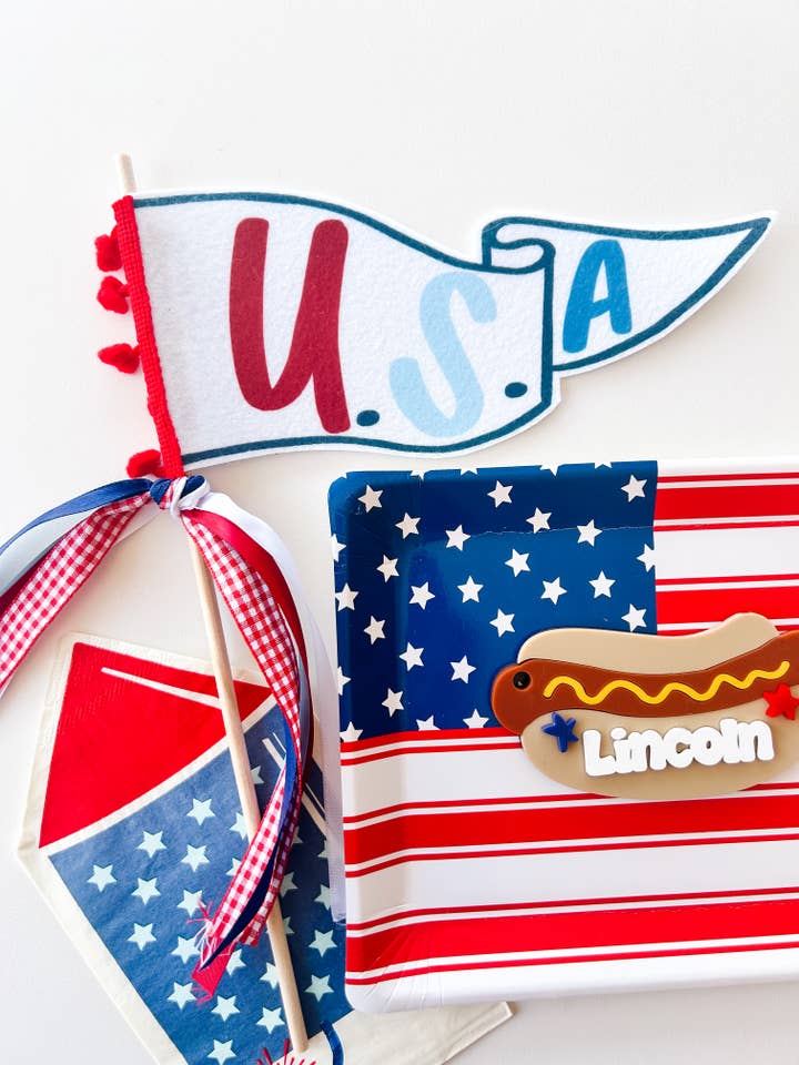 USA White Pennant Flag for wholesale by Goldie Letter Company