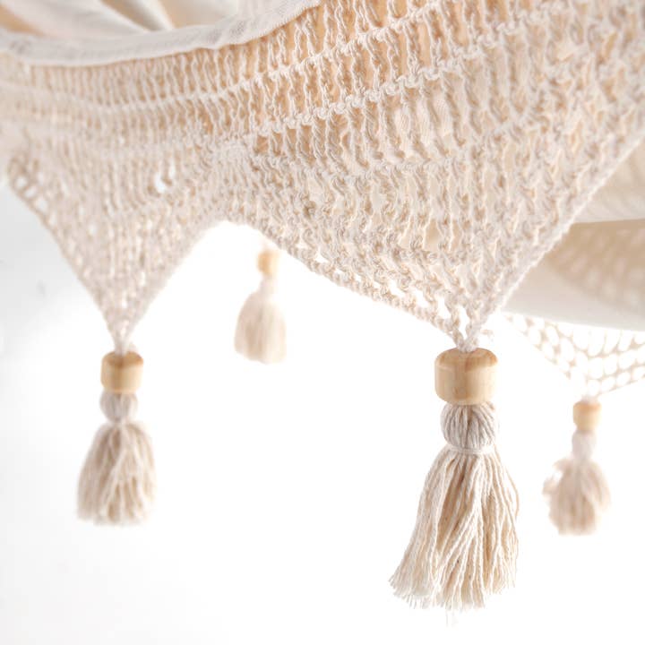 Limbo Imports Hammocks - Wholesale Hammock - Boho Hammock With Handmade Crochet Fringe - 100% Cotton6