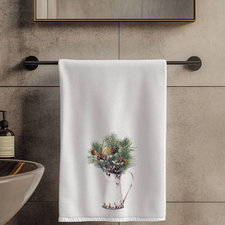 Serviette de cuisine rustique de ferme pour les vacances d'hiver pour la vente par Fernville Creations