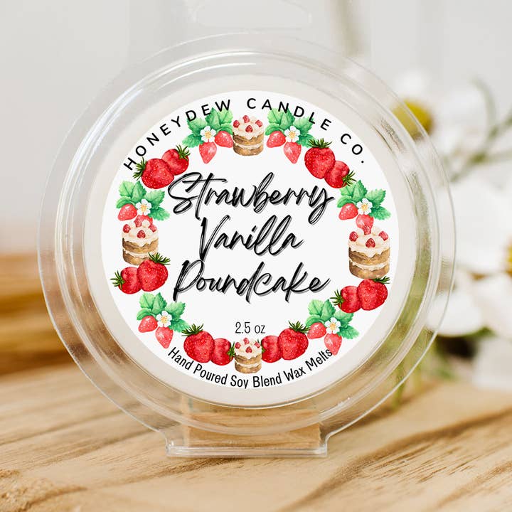 Strawberry Vanilla Poundcake Wax Melts für den Großhandel von Honeydew Candle Co.