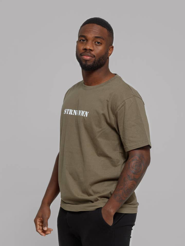 STRNG WMN - Wholesale Screen Printed T-Shirt - Men's - Olive T-Shirt0