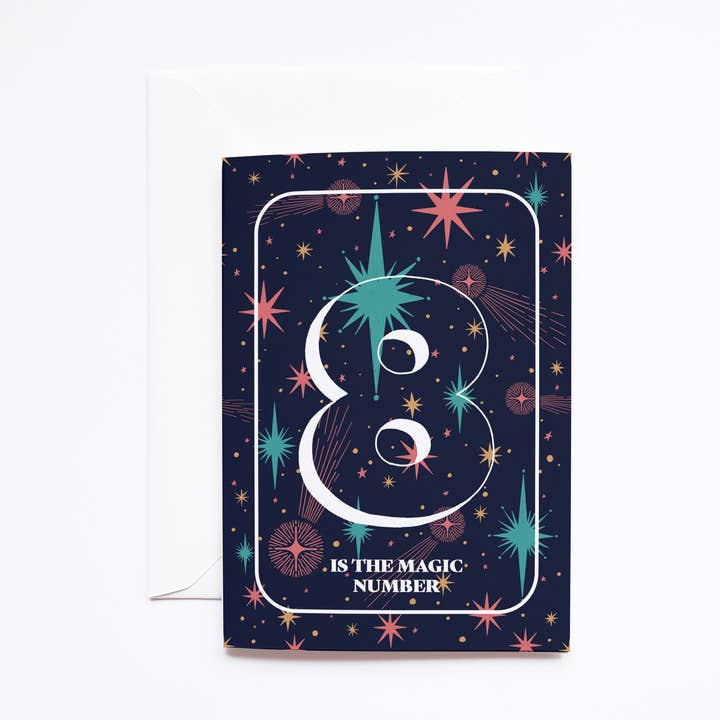 8th Starry Birthday Card for wholesale by Deborah Panesar